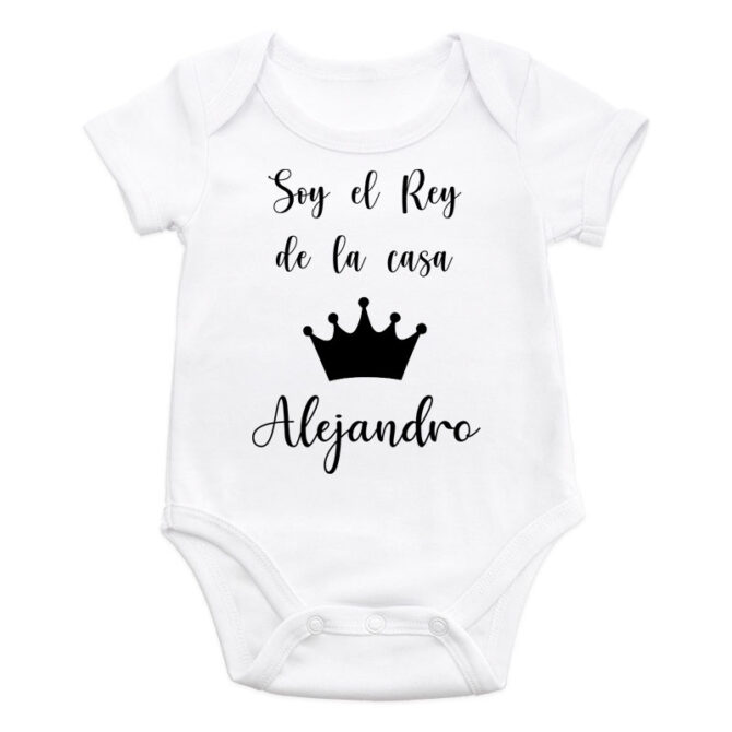 Body bebé diseño "Soy el Rey de la casa" y nombre personalizado
