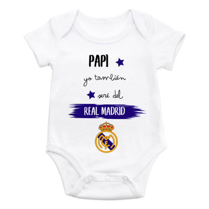Body bebé diseño "Papi, yo también seré del Real Madrid"
