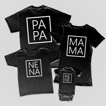 Kit camisetas familia "Mamá, Papá y Nenes" Color negro