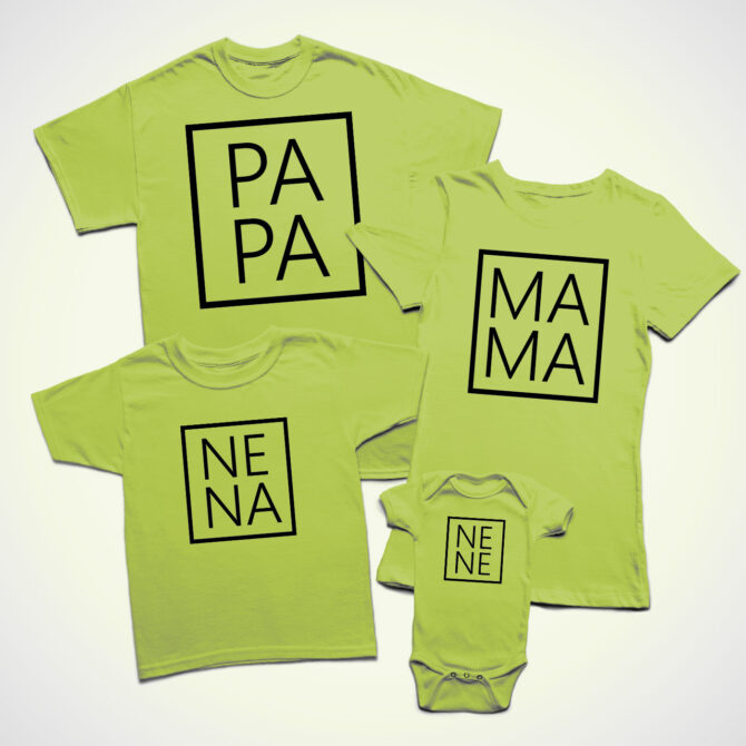 Kit camisetas familia "Mamá, Papá y Nenes" Pistacho