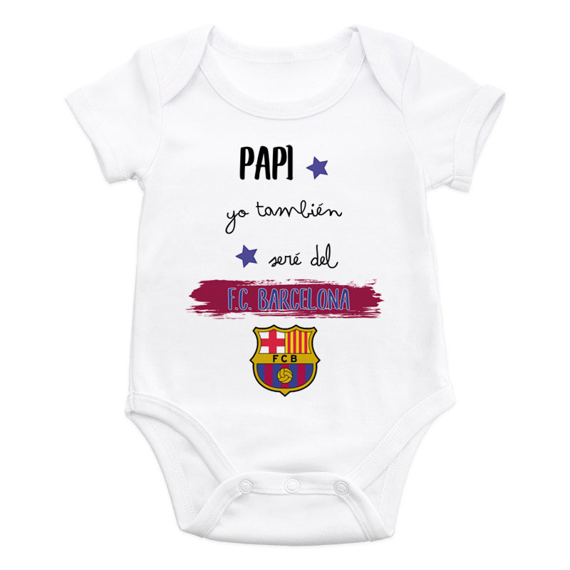 Avanzar Guarda la ropa dentro Body bebé diseño "Papi, yo también seré del FC Barcelona" -