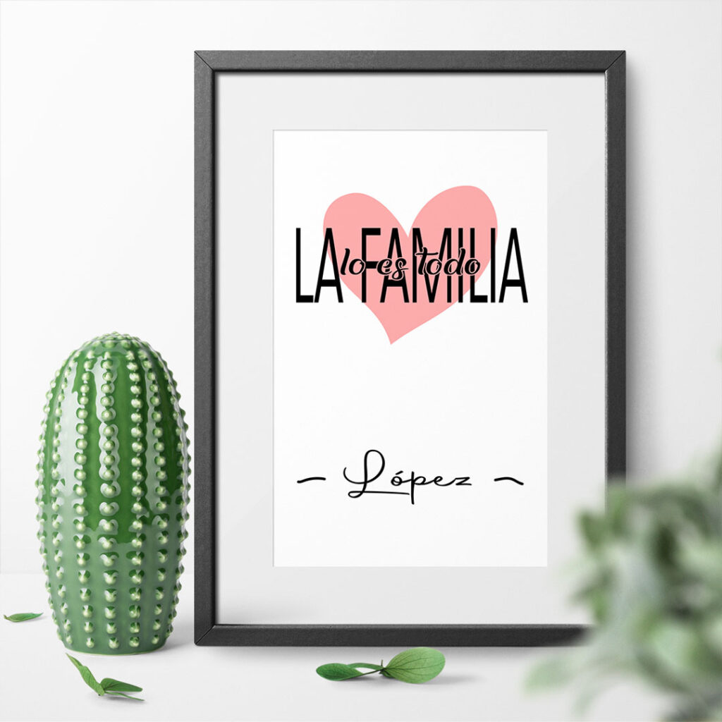 Cuadro "La Familia Lo Es Todo" Personalizado Con Apellido - Regalos Guays