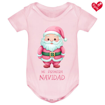 Body de color rosa "Mi primer Papa Noel"