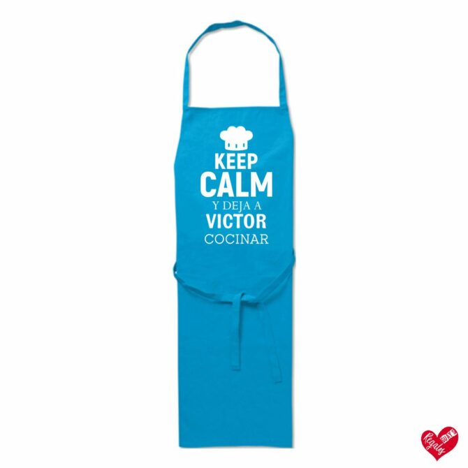 Delantal de algodón personalizado "Keep Calm y deja cocinar"