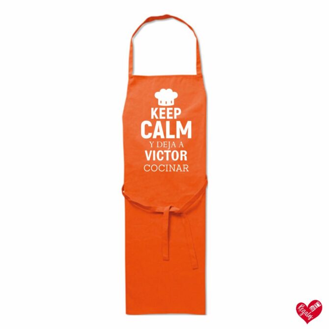 Delantal de algodón personalizado "Keep Calm y deja cocinar"