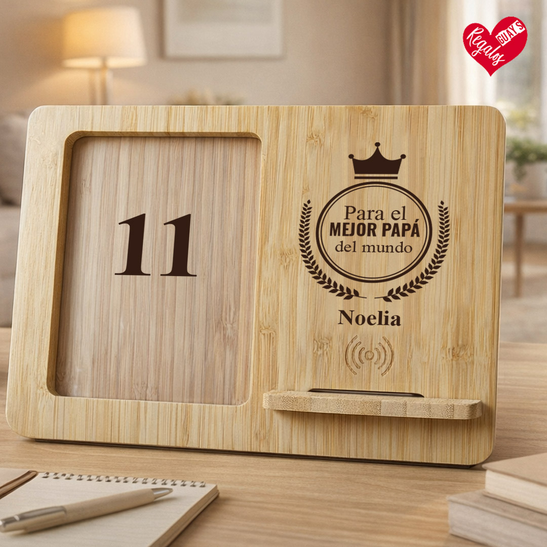 Marco con cargador inalámbrico personalizado para papá - Imagen 14