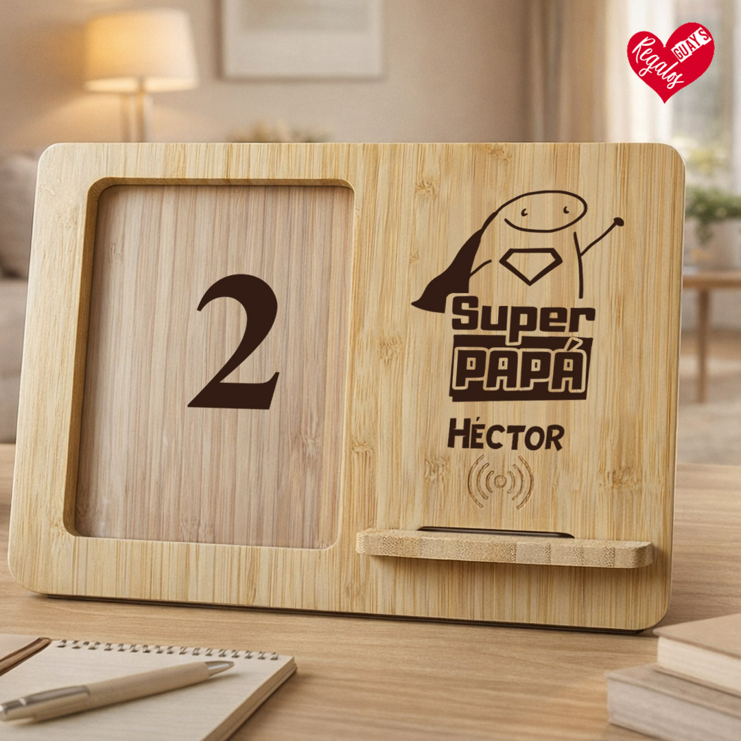 Marco con cargador inalámbrico personalizado para papá - Imagen 5