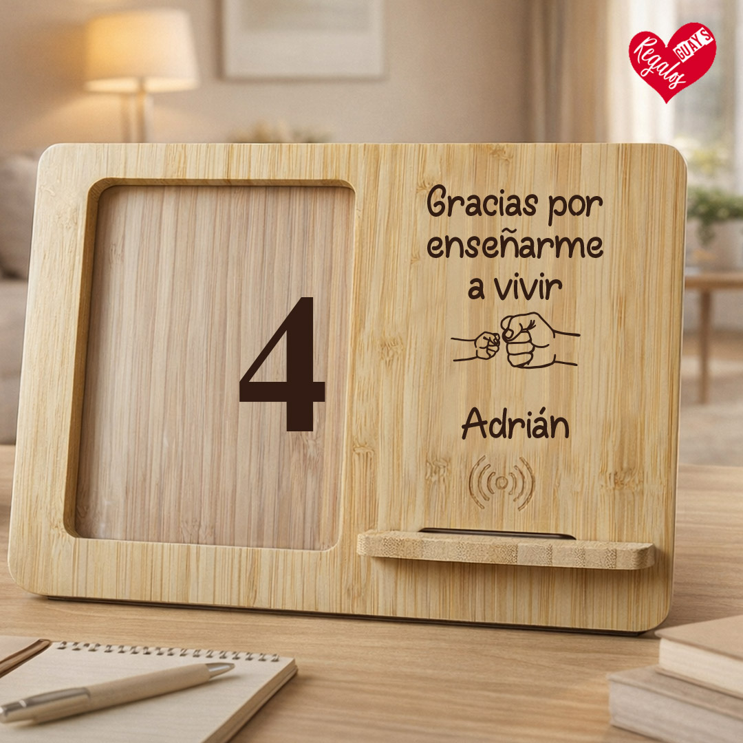 Marco con cargador inalámbrico personalizado para papá - Imagen 7