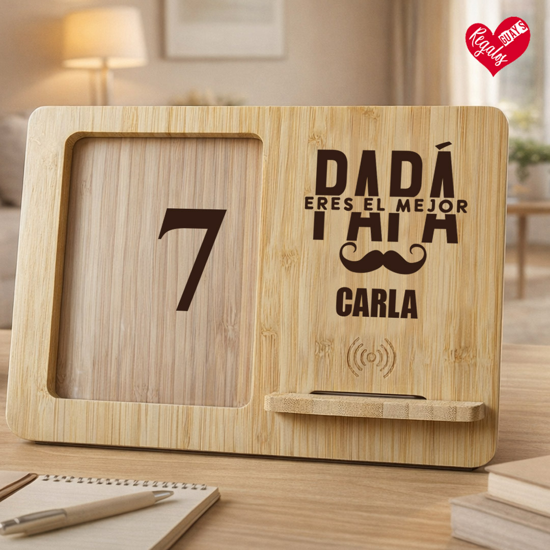Marco con cargador inalámbrico personalizado para papá - Imagen 10