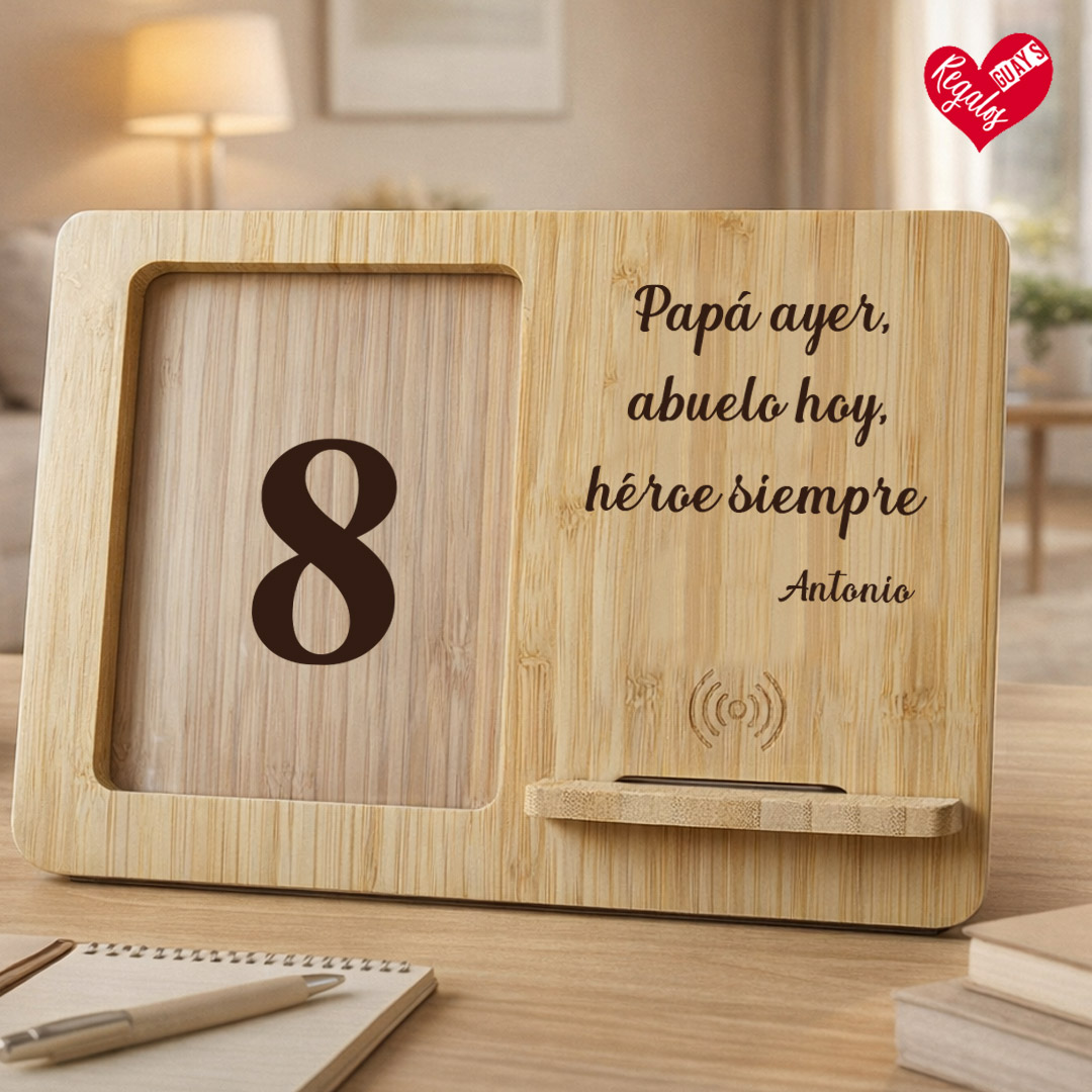 Marco con cargador inalámbrico personalizado para papá - Imagen 11