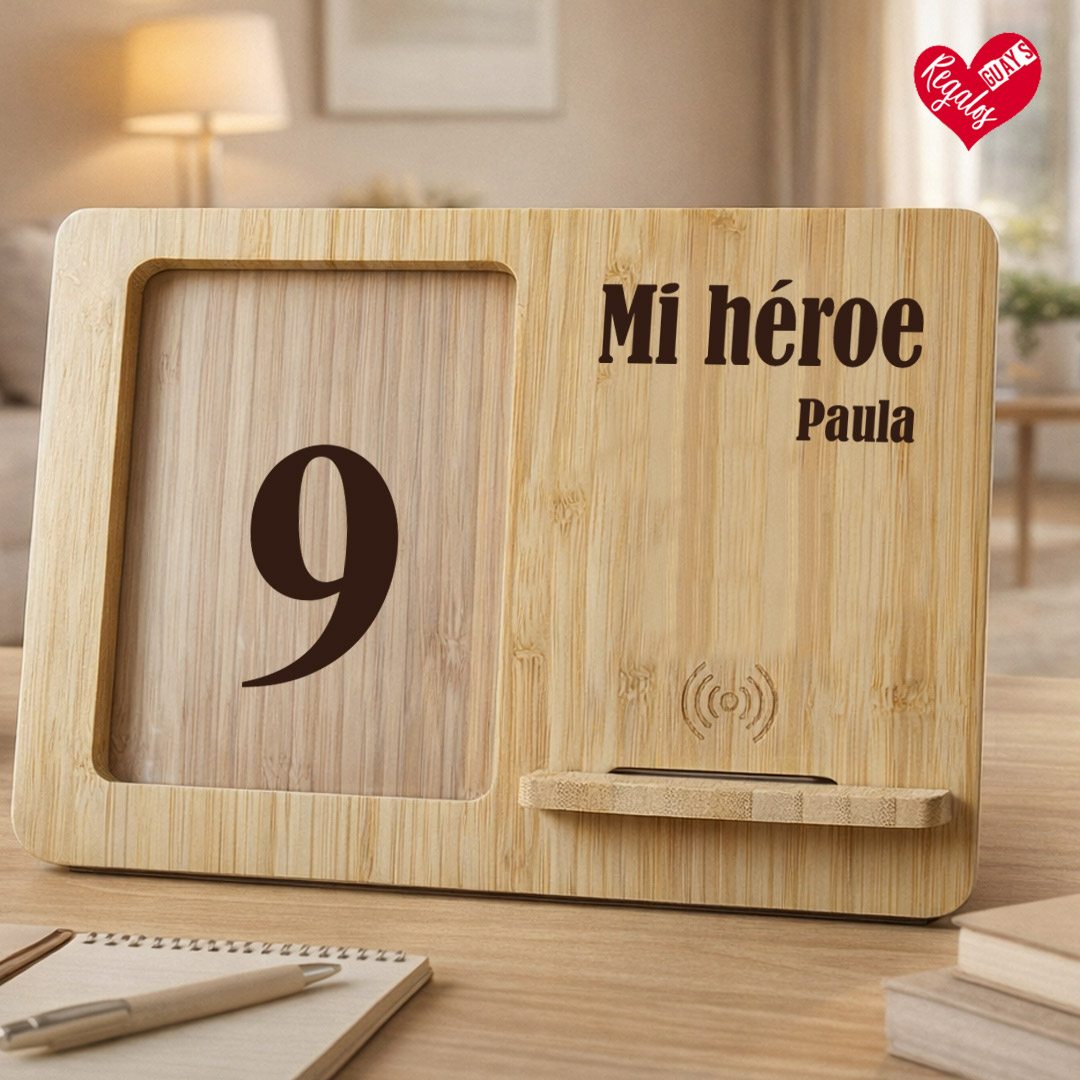 Marco con cargador inalámbrico personalizado para papá - Imagen 12