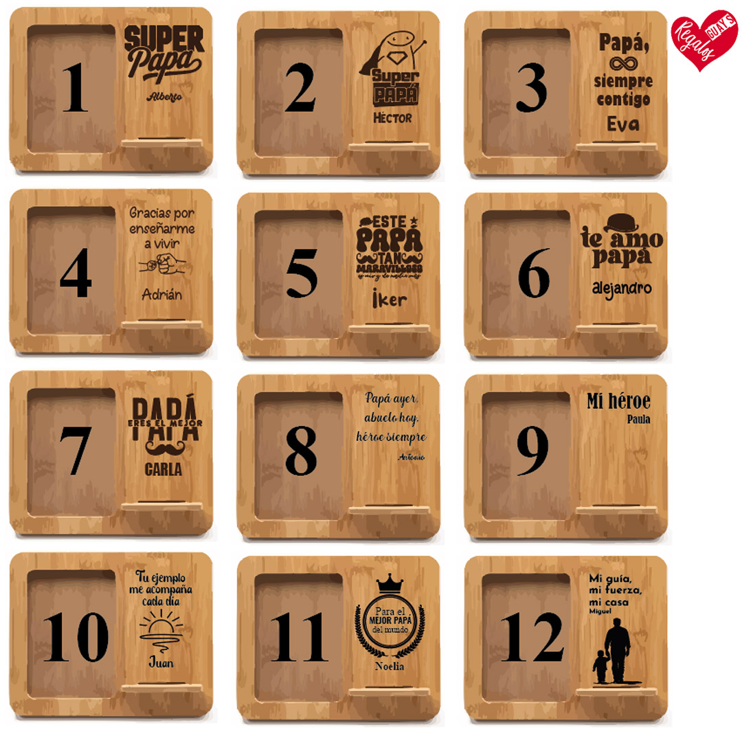 Marco con cargador inalámbrico personalizado para papá - Imagen 3