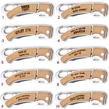 Regala una navaja personalizada para el Día del Padre con grabado láser incluido. Añade su nombre o una frase especial y sorpréndele con un regalo único y útil.